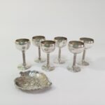 Επάργυρα ποτήρια λικέρ με πιατάκι 'φύλλο'