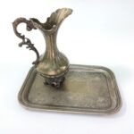 Μπρούτζινος δίσκος με περίτεχνη κανάτα, vintage - Image 4