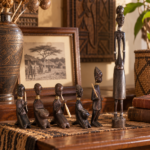 6 αφρικανικές φιγούρες - Hand-Carved Red Wood - Image 10
