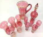 Σετ γυάλινων ποτηριών- φιαλών λικέρ 12 τεμαχίων ροζ-χρυσό - Image 2