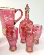 Σετ γυάλινων ποτηριών- φιαλών λικέρ 12 τεμαχίων ροζ-χρυσό - Image 4