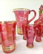 Σετ γυάλινων ποτηριών- φιαλών λικέρ 12 τεμαχίων ροζ-χρυσό - Image 5