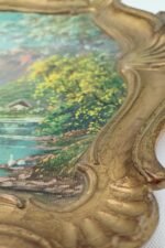 Vintage ξύλινος ιταλικός δίσκος με ανατύπωση πίνακα ζωγραφικής - Image 5