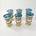 Ποτήρια 'Water cup with gold' Qiang Sheng μπλε