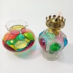 Φωτιστικό κηροζίνης από φυσητό γυαλί 'Tiffany style' (2 τεμάχια) - Image 5