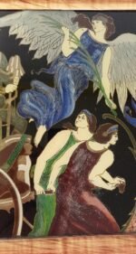 Κορνίζα με ελαιογραφία στην πίσω όψη γυάλινης επιφάνειας 'Ζήτω η Ελλάς' 1912 - Image 3