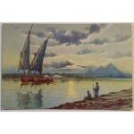 Vintage Καρτ Ποστάλ "Moonlight Scenery on the Nile" (πρώτο μισό 20ού αιώνα)