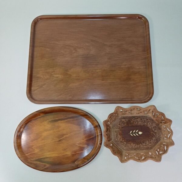 Παραδοσιακοί ξύλινοι δίσκοι σερβιρίσματος (3 τεμάχια)