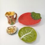 Vintage πολύχρωμα κεραμικά είδη σερβιρίσματος και σταχτοδοχείο "Φύση"