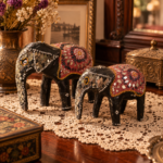 Διακοσμητικοί ελέφαντες από Papier Mache και χάντρες (2 τεμάχια) - Image 5
