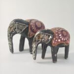 Διακοσμητικοί ελέφαντες από Papier Mache και χάντρες (2 τεμάχια)