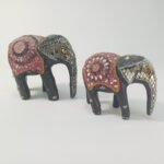 Διακοσμητικοί ελέφαντες από Papier Mache και χάντρες (2 τεμάχια) - Image 2