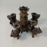 Ορειχάλκινο Κινεζικό κηροπήγιo με 4 Foo Dogs