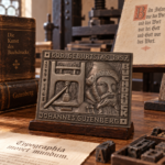 Αναμνηστική πλακέτα "Johannes Gutenberg" (εφευρέτης τυπογραφικού πιεστηρίου) από μέταλλο (1997) - Image 4