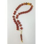 Κομπολόι χρώματος μπορντό-χρυσό (μίμηση ρητίνης)