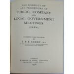 "The conduct of and procedure at public, company and local government meetings (crew)" T. P. E. Curry(1956)   