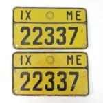 Vintage ζευγάρι πινακίδων μηχανημάτων έργων (ΙΧ- ΜΕ) Ελληνική Δημοκρατία- Υπουργείο Μεταφορών