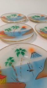 Γυάλινα πιάτα με Ιαπωνικά τοπία ζωγραφισμένα στο χέρι (7 τεμάχια) - Image 6