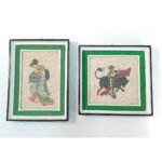 Κορνίζες με vintage κεντήματα (γκέισα και ταυρομαχία) 2 τεμάχια