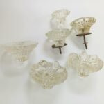 Vintage γυάλινα χερούλια επίπλου (σχέδια λουλουδιών) (LOT 6 τεμαχίων) - Image 2