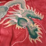 Vintage σατέν ριχτάρι με σχέδιο Κινεζικών δράκων - Image 2