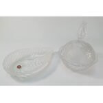 2 κρυστάλλινα διακοσμητικά σαλονιού (φοντανιέρα και πιατέλα σε σχέδιο κύκνου)