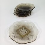 Γυάλινα πιατικά σε σχήμα λουλουδιού σε ροζ και καφέ αποχρώσεις (LOT 14 τεμαχίων) - Image 6