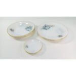 Σετ πιατικών από οπαλίνα (σχέδιο γαλάζιων λουλουδιών και χρυσές λεπτομέρειες) (8 τεμ.)