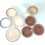 Κεραμικά παραδοσιακά πιατικά (LOT 9 τεμαχίων) (Bulgarian redware pottery/ Porcelaine opaque de Gien, France/ China)