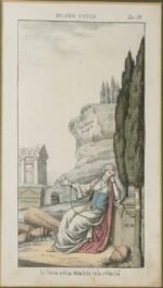 Επιζωγραφισμένη γκραβούρα "La Grecia antica decaduta nella schiavitu" Galleria Antica - Tav.39 του 19ου αιώνα - Image 5