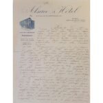 Χειρόγραφο έγγραφο αλληλογραφίας "Alsace's Hotel" από το Παρίσι 1921