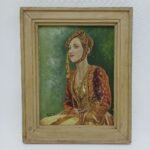 Πίνακας ελαιογραφία (σε hardboard) "Ενδυμασία Αμαλίας" Φ. ΤΣΑΚΙΡΗΣ 1950