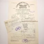 Ασφαλιστήριο συμβόλαιο πυρός & απόδειξη πληρωμής "Commercial Union Assurance Company Limited" 28-30 Αυγούστου 1966, για την Ελληνική Χαρτοποιία, Θεσσαλονίκη (LOT 2 τεκμηρίων)
