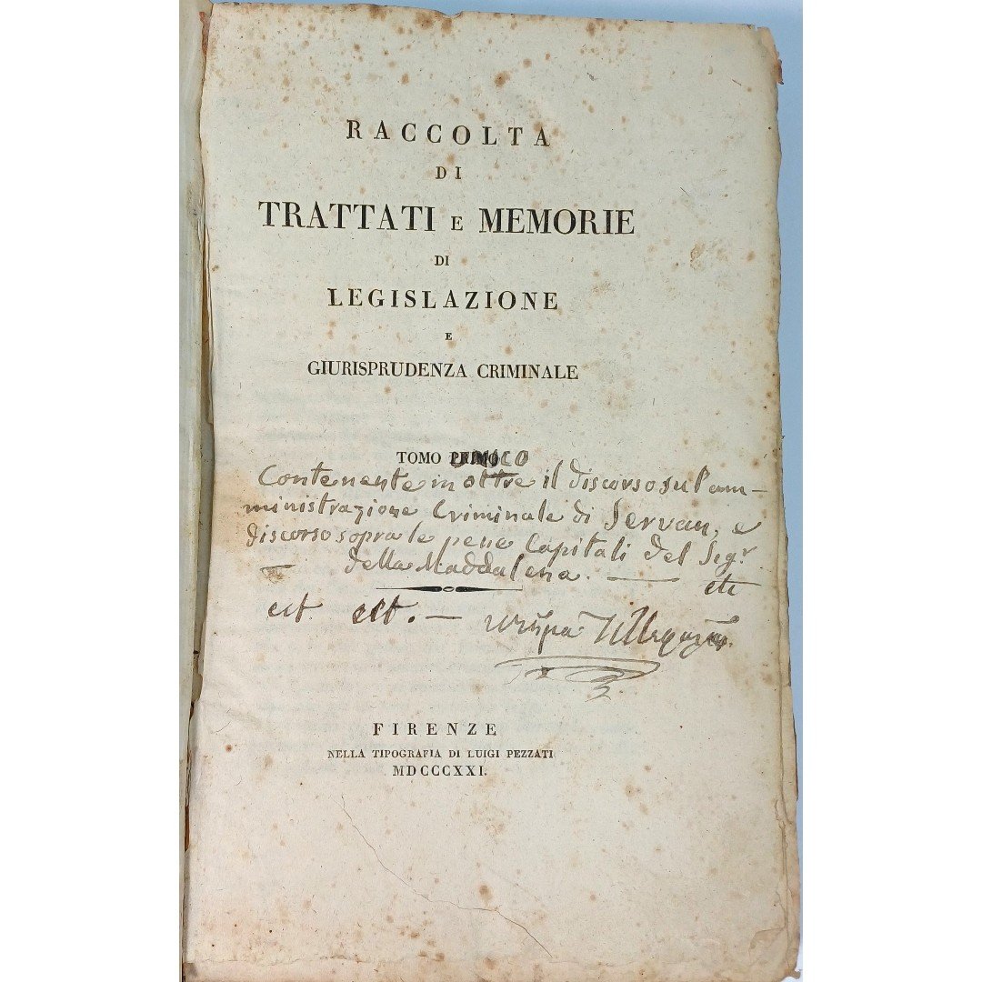 11S1-54-A-20260226_101809 "Raccolta di Trattati e Memorie di Legislazione e Giurisprudenza Criminale" Τόμος 1ος, Francesco Mario Pagano (1821) - Image 1