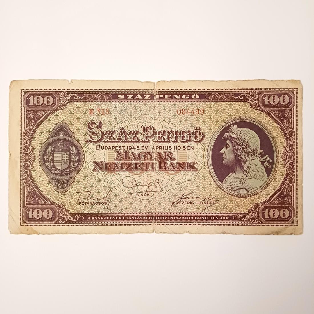 F14-10-A-20260309_183718-1100x1100 Ουγγρικό χαρτονόμισμα των 100 Pengő, 5-4-1945 (μεταπολεμικής περιόδου) - Image 1