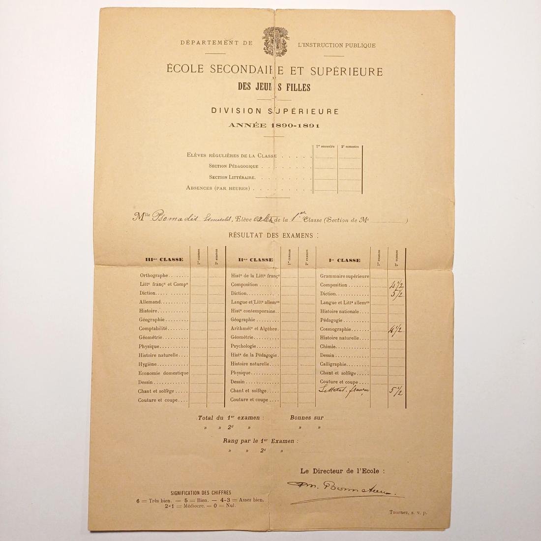 F14-115-A-20260316_200007-1100x1100 Σχολικός έλεγχος προόδου "École Secondaire et Supérieure des Jeunes Filles" ακαδημαϊκού έτους 1890-1891 - Image 1