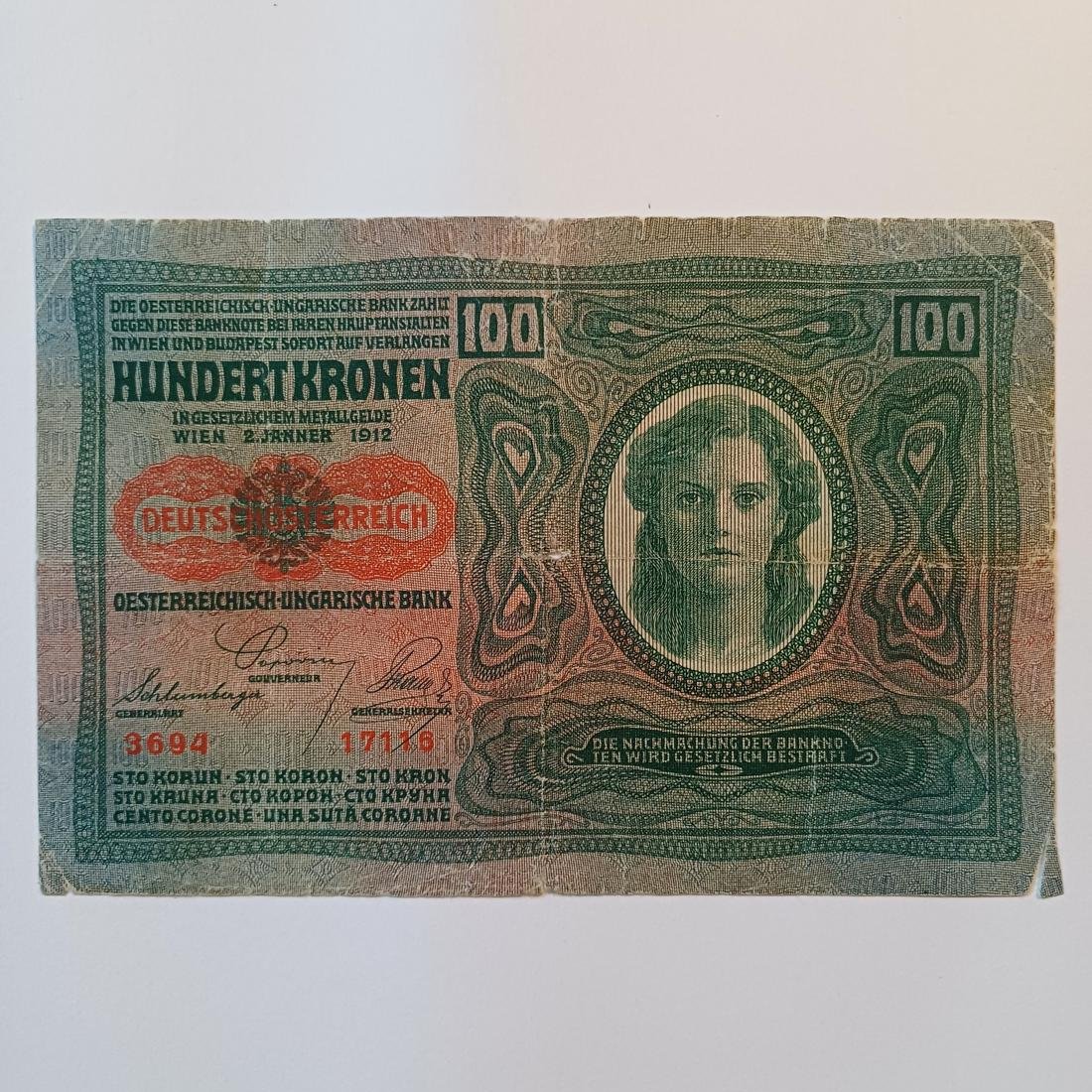 F14-76-A-20260315_173057-1100x1100 Χαρτονόμισμα των 100 Kronen της Αυστροουγγρικής Τράπεζας -WWI (2-1-1912) - Image 1