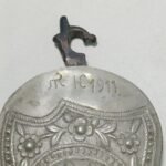 Παραδοσιακή Βαλκανική ασημένια (φαρμακερό) πόρπη "ασημοζούναρο" με χρονολογία "1911" - Image 5