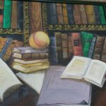 Πίνακας Ελαιογραφία "Νεκρή Φύση με Βιβλία & Φρούτο" (δεκαετία 1990) Ανυπόγραφο - Image 4