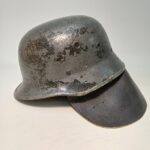 Γερμανικό κράνος Μ34, τύπου Stahlhelm, του Πυροσβεστικού σώματος με δερμάτινο προστατευτικό λαιμού (WWII)