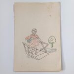 Χειροποίητο κέντημα/εργόχειρο σε χαρτόνι από μαθητή (περίοδος Κατοχής/ WWII) "Κορίτσι"